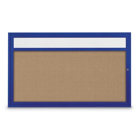 United Visual Products Hinge-less Radius Corkboard, 30"x36", Black Alum Frame/Cobalt UVEB3036R-BLACK-COBACC